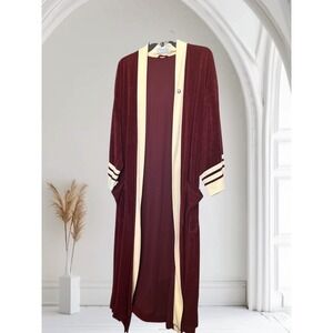 Vintage Christian Dior Men's Velvet Velour Robe Burgundy One Size Belted OS